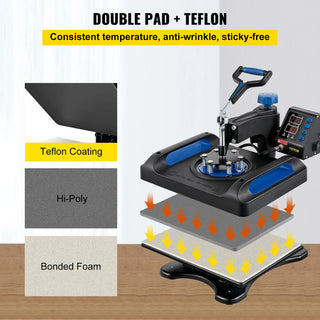 Heat Press Machine 12 x 15 /15x15 Inches Fast Heating 360 Swing Away Digital Sublimation T-shirt Vinyl Transfer Printer