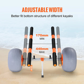 350lbs Kayak Trailer Cart Foldable Canoe Trolley Cart with 12'' Tires for Paddle Boards Float Mats Jon Boats Transport