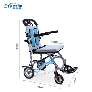 Airplane Use Plane Chair Foldable Manual Lightweight Aluminum Chair Wheel Travel Transport Chair Ultralight Disabled Elderly