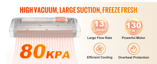 Electric Vacuum Food Sealer Machine 130W Manual Air Sealing System W/ Built-in Cutter Home Packing Machine Food Saver