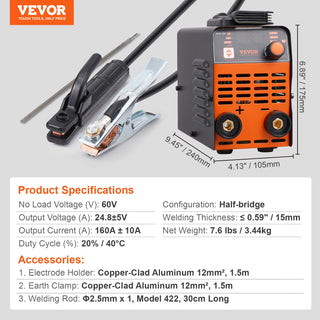 Stick Welder 140A/160A/200A ARC/Lift TIG 2-IN-1 Welding Machine with IGBT Inverter Portable MMA Welder Machine Hot Start