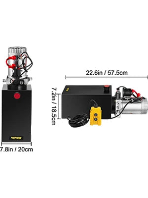 Lifting Jack Hydraulic Pump Single Acting Power Unit 12V DC 4-20 Quart Dump Trailer Powerplant Crane for Truck Car