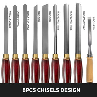 Woodworking Lathe Chisel Set 8/12 Piece Set Lathe Chisel HSS Steel Blades Wood Turning Tools Wooden Case for Storage