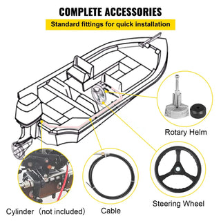 Outboard Steering System 13 Wheel Durable Marine Steering System Feet Boat Steering Cable with 13