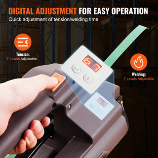 Electric Strapping Machine Powered Automatic Banding Tool with Digital Display for 0.39"-0.75" PP PET Straps Packaging