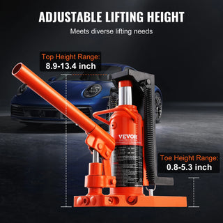 Hydraulic Toe Jack 2.5 Ton On Toe Toe Jack Lift 5 Ton On Top Lift Capacity Machine Jack 0.8-5.3 in Toe Height 8.9-13.4 Top