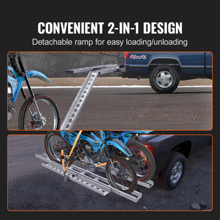 Motorcycle Carrier, 2-Bike 600 LBS Aluminum Motorcycle Carrier Hitch Mount, Loading Ramp, Scooter Dirt Bike Trailer Hauler