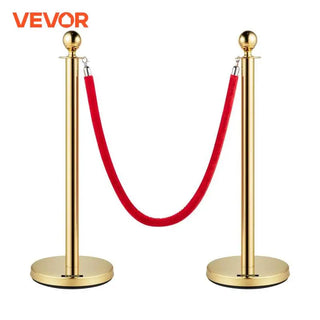 Gold Crowd Control Barrier 5 ft/1.5 m Elegant Velvet Ropes and Posts Stainless Steel Stanchion with Ball Top 2/4/6 PCS