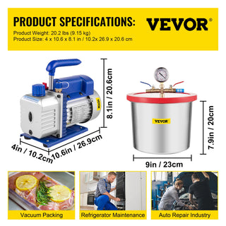 3CFM 4CFM Refrigerant Vacuum Pump W/ 1.5-5Gallon Vacuum Chamber Degassing for Household Air Conditioning, Auto Maintenance