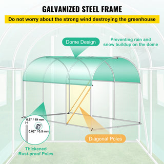 Walk-in Tunnel Greenhouse,Portable Plant Hot House w/ Galvanized Steel Hoops,3 Top Beams,4 Diagonal Poles,2 Zippered Doors