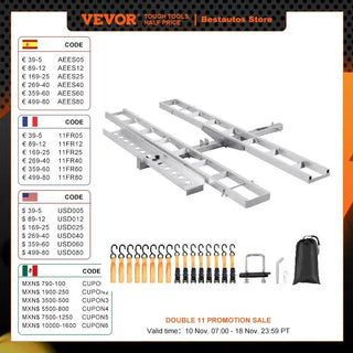 Motorcycle Carrier, 2-Bike 600 LBS Aluminum Motorcycle Carrier Hitch Mount, Loading Ramp, Scooter Dirt Bike Trailer Hauler