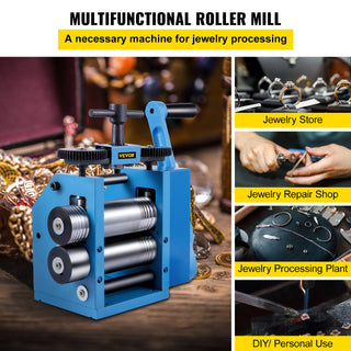 3Inch Rolling Mills Gear Ratio 1:2.5 Manual Combination Metal Jewelry Sheet Square Semicircle Pattern Wire Roller Mill