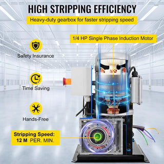 1.5-38MM Automatic Wire Stripping Machine 370W Metal Cable Wire Stripper With 10 Blades,15 M/Min for Recycling Copper Wire