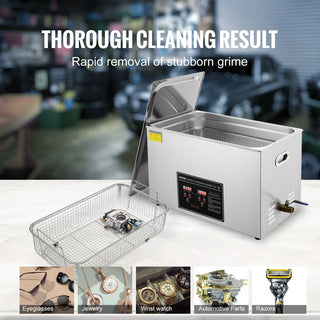 Ultrasonic Cleaner with Digital Timer & Heater Jewelry Ultrasound Cleaner Stainless Steel Heated Cleaning Machine