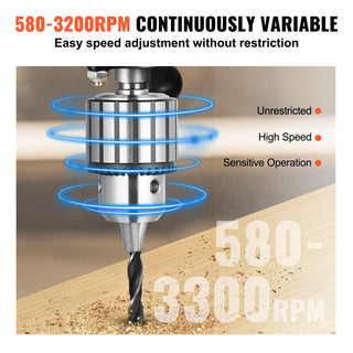 12in Benchtop Drill Press 5Amp 120V Variable Speed Cast Iron 0-45° Tiltling Worktable with Laser Work Light for Wood Metal