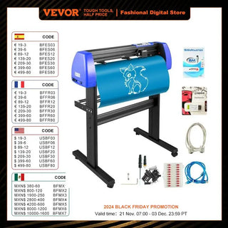 34 Inch Vinyl Cutter Machine With Floor Stand Vinly Sign Cutting Plotter Starter Kits Software Adjustable Force  Speed