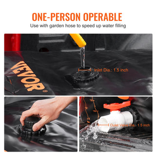 Portable Water Storage Bladder 63/87 Gallon Large Capacity Water Storage Containers 1000D PVC Water Bladder for Garden