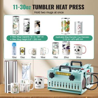 Tumbler Heat Press Machine 2 Station Heaters 11-30oz Mug Press Tumbler Press for Sublimation Tumblers Cups and Mug 19.6lbs