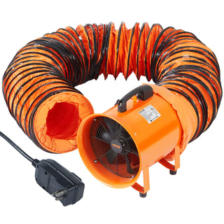 Portable Ventilator 254mm Cylinder Fan with 10m Duct Hose, 300W Strong Shop Exhaust Blower  for Sucking Dust Smoke