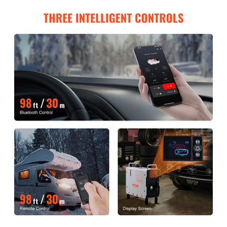 12V/24V All in One Diesel Air Heater with Bluetooth APP Control and Display Screen CO Alarm for Vehicles and Outdoors