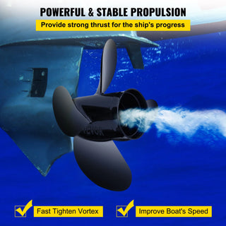 4-Blade 10.3" x 13" Aluminum Boat Propeller, Compatible with Mercury Mariner 25HP Bigfoot/Command Thrust 60Hp Outboard