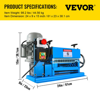 1.5-38MM Automatic Wire Stripping Machine 370W Metal Cable Wire Stripper With 10 Blades,15 M/Min for Recycling Copper Wire