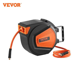 50FT Retractable Air Hose Reel Wall-Mounted PVC Hose Automatic Rewinding Swivel Line Compressor for Automobile Maintenance