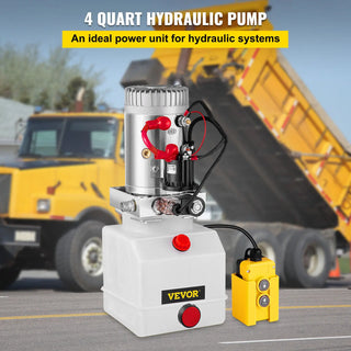 4 Quart Hydraulic Pump for Dump Trailer Hydraulic Power Unit 12V Hydraulic Pump Single Acting Dump Truck Hydraulic Pump