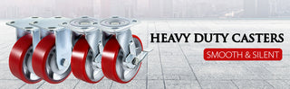 4 Pack 6" x 2" Heavy Duty Iron Core Polyurethane 2 Rigid and 2 Swivel Casters  With Side Brake 1000LBS Capacity Per Wheel