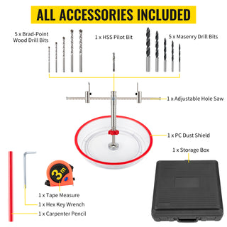 40-300mm Adjustable Steel Hole Saw Cutter Kit w/ Shield Hole Cutter Drill Bit DIY Tool for Sheetrock Veneer Slate