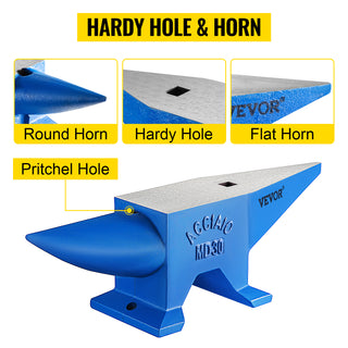 30KG Single Rugged Round Horn Anvil Cast Steel Block Blacksmith Bench Tool Jewelry Making Manual Equipment for Metalsmiths