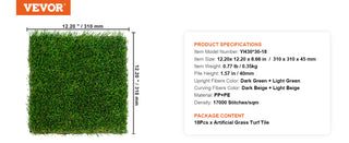 Artifical Grass Rug Green Turf 1.38/1.57" Fake Door Mat Outdoor Patio Lawn Decoration Easy to Clean with Drainage Holes