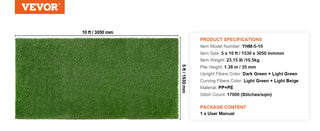 Artifical Grass Rug Green Turf 1.38/1.57" Fake Door Mat Outdoor Patio Lawn Decoration Easy to Clean with Drainage Holes