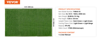 Artifical Grass Rug Green Turf 1.38/1.57" Fake Door Mat Outdoor Patio Lawn Decoration Easy to Clean with Drainage Holes