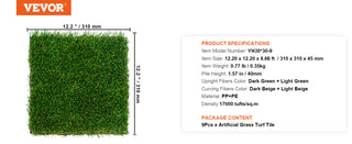 Artifical Grass Rug Green Turf 1.38/1.57" Fake Door Mat Outdoor Patio Lawn Decoration Easy to Clean with Drainage Holes