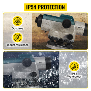 Automatic Optical Level 24X & 26X 40 mm Aperture Auto Level Kit with Magnetic Dampened Compensator and Transport Lock