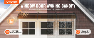 Window Door Awning Canopy 3 Sizes UPF 50+ Polycarbonate Entry Window Awning Front Door Overhang Awning for Sun Shutter