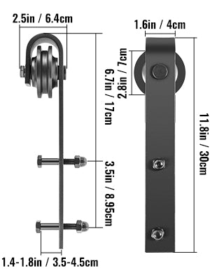 6FT-10FT Classic Rail Sliding Barn Door Kit Double Doors Single Track Hardware Sliding Door Track Kit Wheel Track System