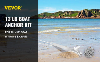 13 LB / 6 KG Boat Fluke Anchor Kit Fit for Smaller 20-32 FT Boats with 98 FT Nylon Rope Chain 2 PCS Shackles and Swivels