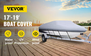 14-28 FT Boat Cover Waterproof 3 Layer Oxford Fabric All-Season Protection With Storage Bag and 5Pcs Adjustable Straps