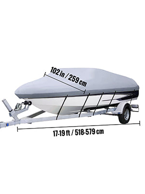 14-28 FT Boat Cover Waterproof 3 Layer Oxford Fabric All-Season Protection With Storage Bag and 5Pcs Adjustable Straps