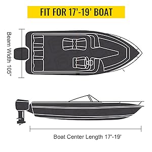 14-28 FT Boat Cover Waterproof 3 Layer Oxford Fabric All-Season Protection With Storage Bag and 5Pcs Adjustable Straps