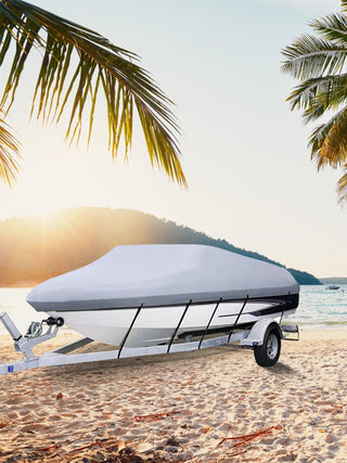 14-28 FT Boat Cover Waterproof 3 Layer Oxford Fabric All-Season Protection With Storage Bag and 5Pcs Adjustable Straps