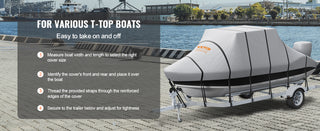 T Top Boat Cover, 20'-22' Waterproof Trailerable T-Top Boat Cover, 600D Marine Grade PU Oxford, with Windproof Buckle