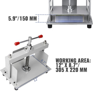 Manual Paper Press Machine 12x8.6 inch for A4 Papers 10cm Thickness Steel Frame Paper Press Machine Papermaking Book Press