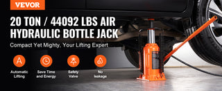 Air Hydraulic Bottle Jack, 20 Ton/40000 LBS All Welded Bottle Jack, 265 - 500 mm Lifting Range, Manual Handle and Air Pump