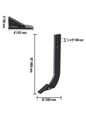 Box Blade Shank 18\'\' Scarifier Shank Ripper Shank with Removable Tapered Teeth and Pins for Replacement Digging Plowing