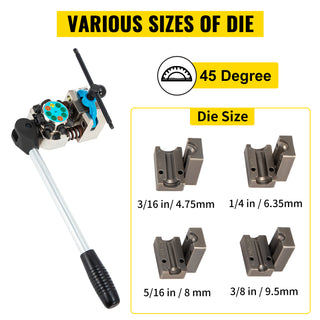 Brake Line Flaring Tool 45° Double Flares for 3/16" 1/4" 5/16" and 3/8" Tube Size Suitable for Soft Metal of Copper Lines