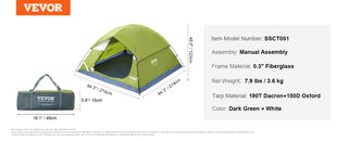 6 Person Outdoor Profession Fabric Tent Rainfly Waterproof Camping Tent Family Outdoor Instant Setup Tent with Carring Bag