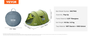 6 Person Outdoor Profession Fabric Tent Rainfly Waterproof Camping Tent Family Outdoor Instant Setup Tent with Carring Bag